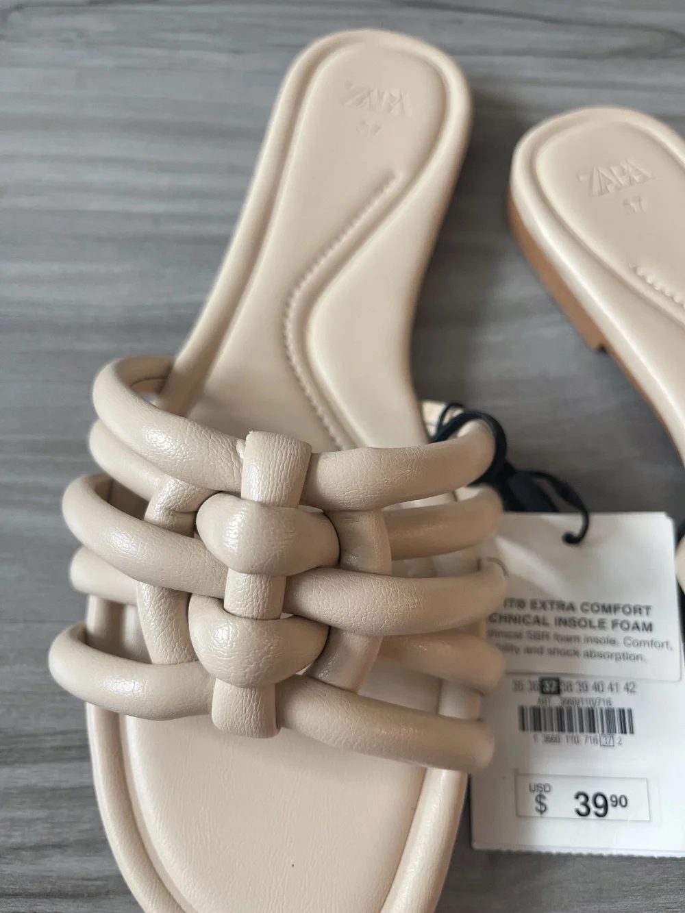 Zara Beige Braided Slide Sandals - Women's - Picture 2 of 2